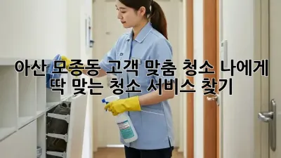 아산 모종동 고객 맞춤 청소: 나에게 딱 맞는 청소 서비스 찾기